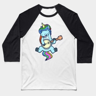 Comic unicorn playing banjo Baseball T-Shirt